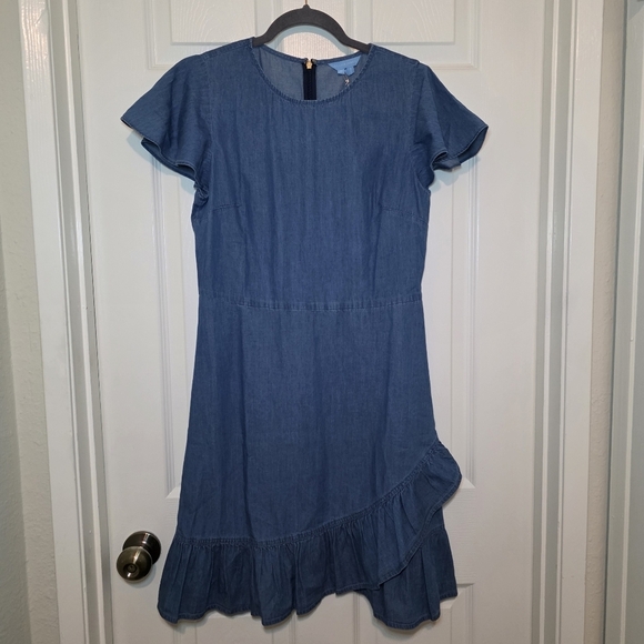 NWT Draper James chambray faux wrap dress Sz 6 - Picture 3 of 11